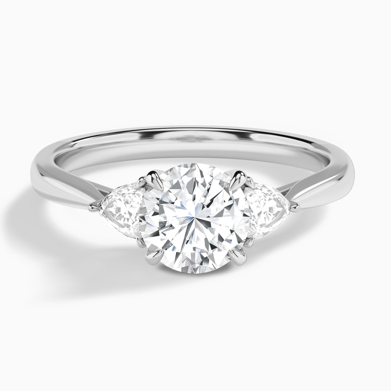 Round Luxe Trillion Cut Three Stone Lab Diamond Engagement Ring In Platinum - Lucenjuri