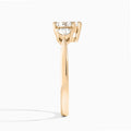 Heart Luxe Trillion Cut Three Stone Lab Diamond Engagement Ring In 14K Rose Gold, Side View