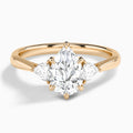 Pear Luxe Trillion Cut Three Stone Lab Diamond Engagement Ring In 14K Rose Gold - Lucenjuri