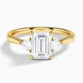 Emerald Luxe Trillion Cut Three Stone Lab Diamond Engagement Ring In 18K Yellow Gold - Lucenjuri