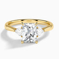 Radiant Luxe Trillion Cut Three Stone Lab Diamond Engagement Ring In 14K Yellow Gold - Lucenjuri
