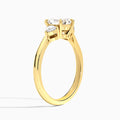 Radiant Luxe Trillion Cut Three Stone Lab Diamond Engagement Ring In 14K Yellow Gold, Angle View