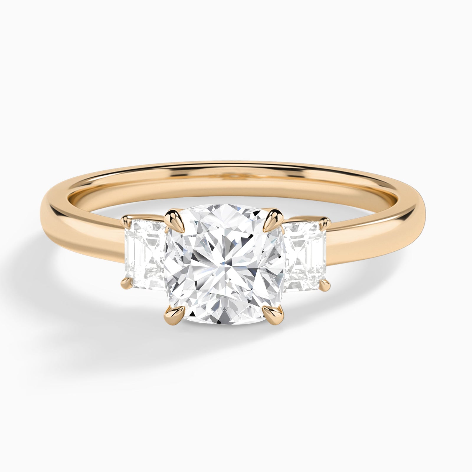 Cushion Hera Three Stone Lab Diamond Engagement Ring In 14K Rose Gold - Lucenjuri