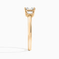Cushion Hera Three Stone Lab Diamond Engagement Ring In 14K Rose Gold, Side View