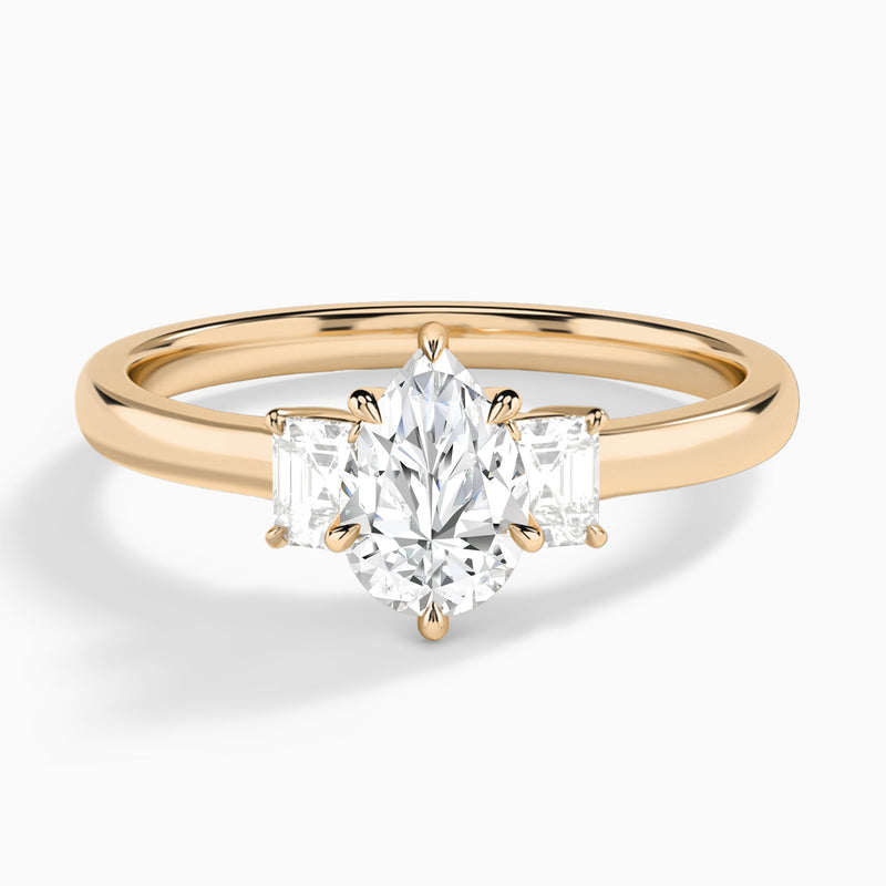 Pear Hera Three Stone Lab Diamond Engagement Ring In 14K Rose Gold - Lucenjuri