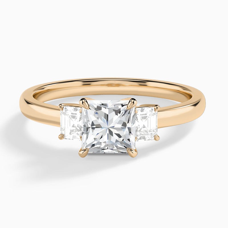Princess Hera Three Stone Lab Diamond Engagement Ring In 14K Rose Gold - Lucenjuri