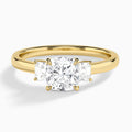 Cushion Hera Three Stone Lab Diamond Engagement Ring In 14K Yellow Gold - Lucenjuri