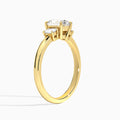 Oval Hera Three Stone Lab Diamond Engagement Ring In 18K Yellow Gold, Angle View