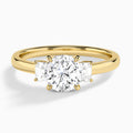 Round Hera Three Stone Lab Diamond Engagement Ring In 14K Yellow Gold - Lucenjuri