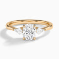 Oval Luxe Ciana Three Stone Lab Diamond Engagement Ring In 14K Rose Gold - Lucenjuri