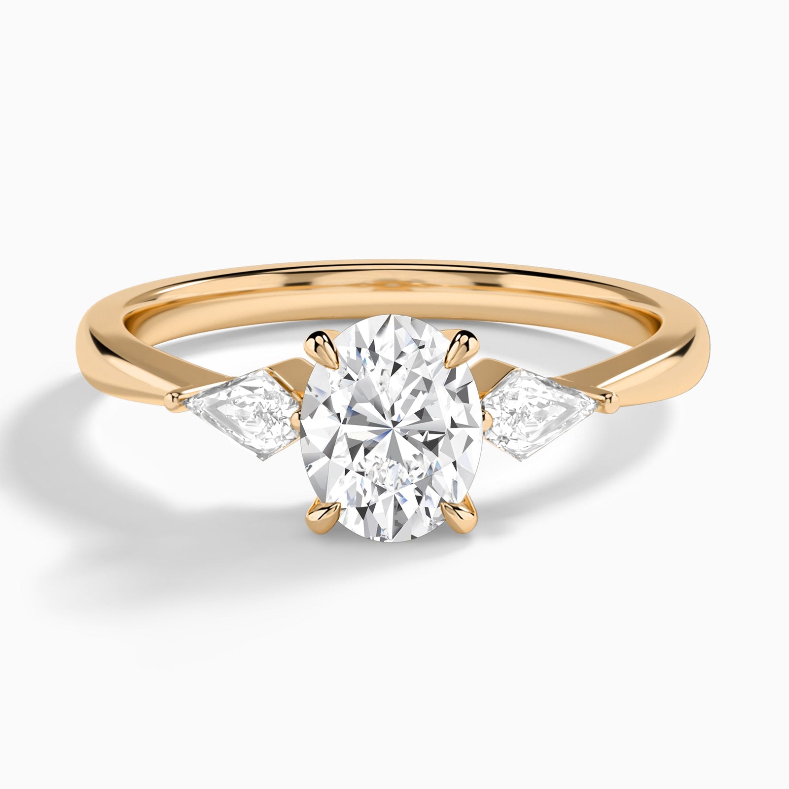 Oval Luxe Ciana Three Stone Lab Diamond Engagement Ring In 14K Rose Gold - Lucenjuri