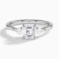 Asscher Luxe Ciana Three Stone Lab Diamond Engagement Ring In 18K White Gold - Lucenjuri