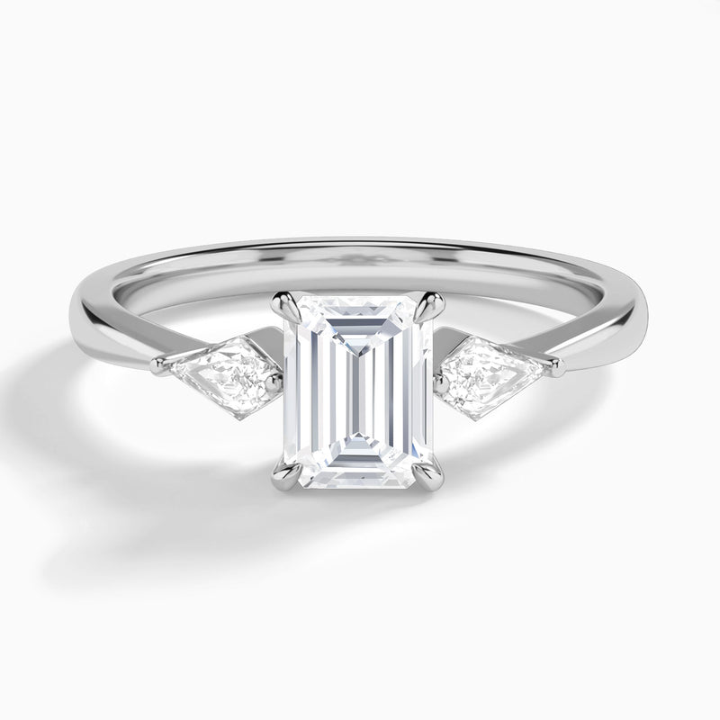 Emerald Luxe Ciana Three Stone Lab Diamond Engagement Ring In 14K White Gold - Lucenjuri