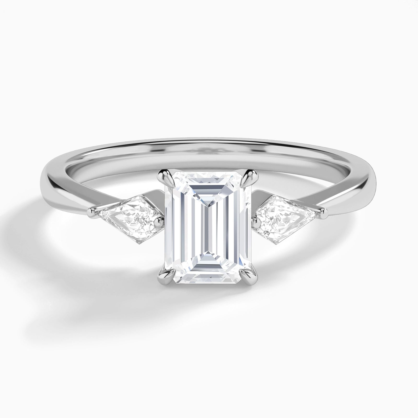 Emerald Luxe Ciana Three Stone Lab Diamond Engagement Ring In 14K White Gold - Lucenjuri