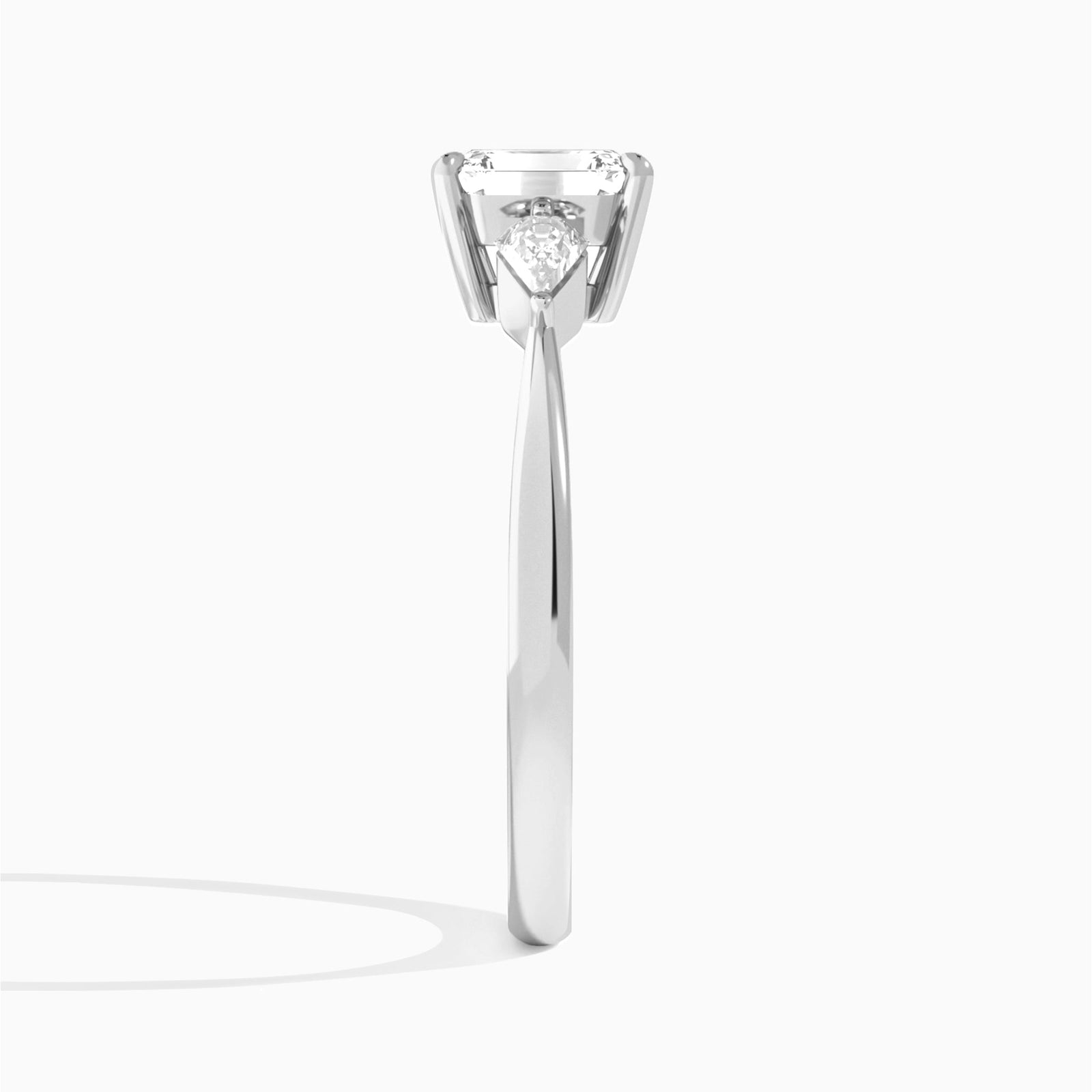 Emerald Luxe Ciana Three Stone Lab Diamond Engagement Ring In 14K White Gold, Side View
