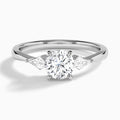 Round Luxe Ciana Three Stone Lab Diamond Engagement Ring In 18K White Gold - Lucenjuri