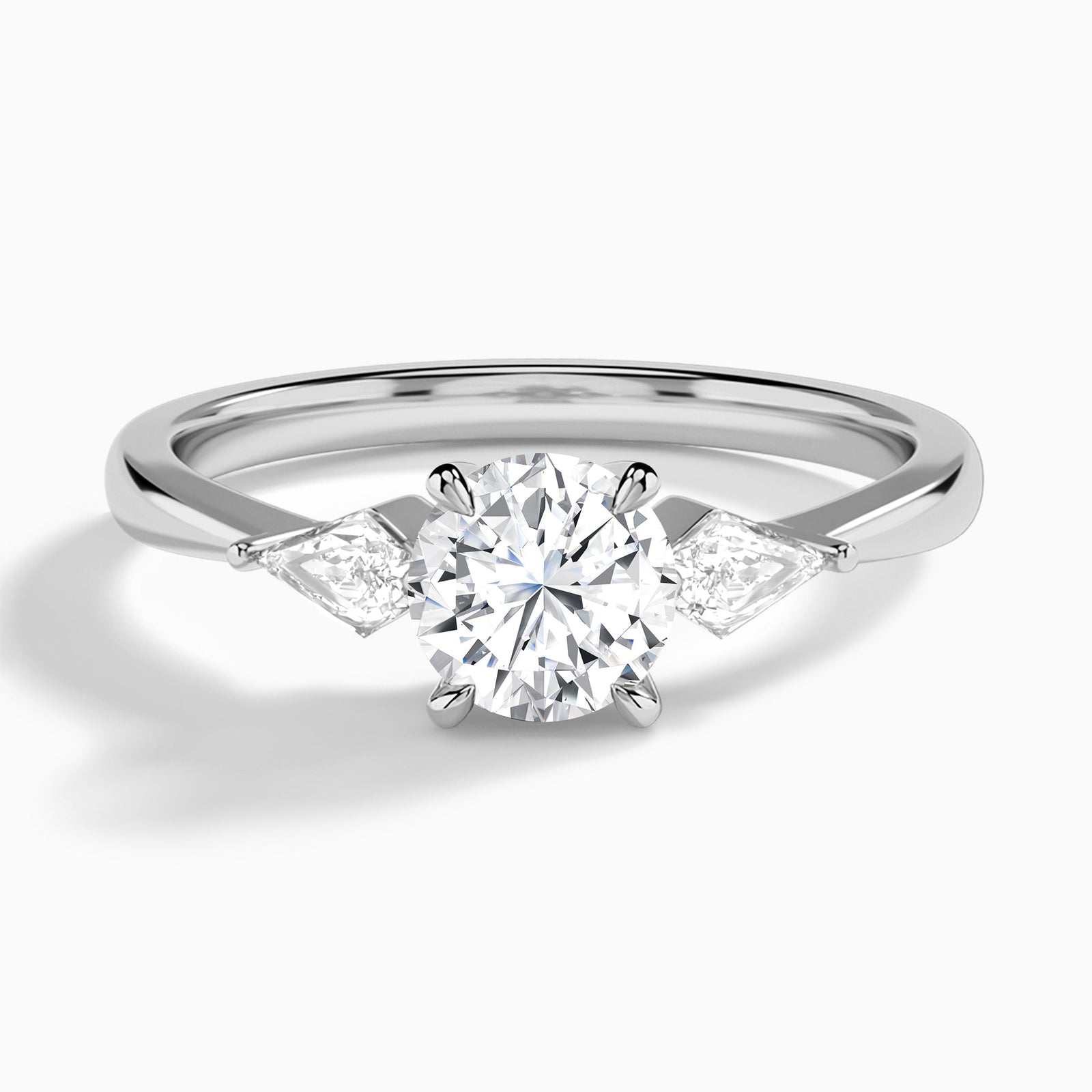 Round Luxe Ciana Three Stone Lab Diamond Engagement Ring In 18K White Gold - Lucenjuri