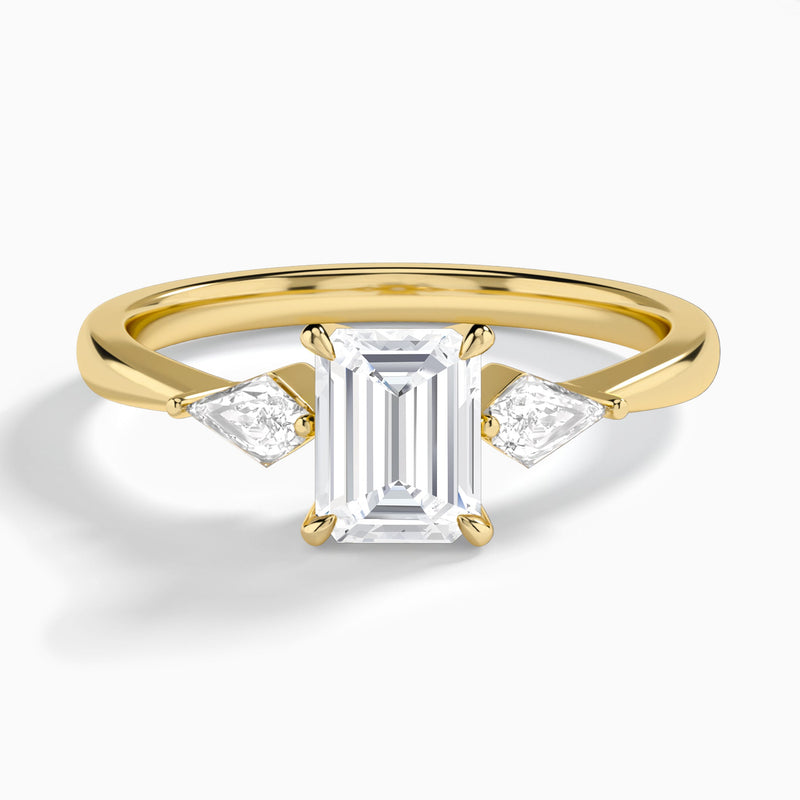 Emerald Luxe Ciana Three Stone Lab Diamond Engagement Ring In 14K Yellow Gold - Lucenjuri
