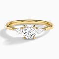 Round Luxe Ciana Three Stone Lab Diamond Engagement Ring In 18K Yellow Gold - Lucenjuri