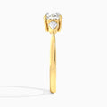 Round Luxe Ciana Three Stone Lab Diamond Engagement Ring In 18K Yellow Gold, Side View