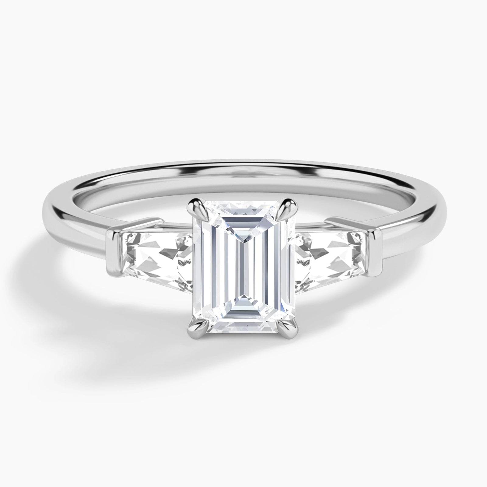 Emerald Thora Three Stone Lab Grown Diamond Engagement Ring In Platinum - Lucenjuri