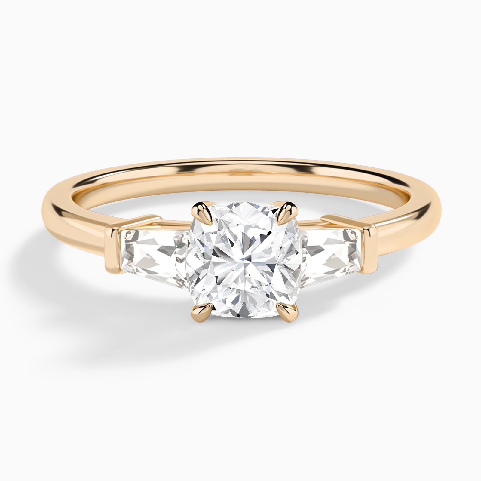 Cushion Thora Three Stone Lab Diamond Engagement Ring In 14K Rose Gold - Lucenjuri
