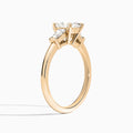 Cushion Thora Three Stone Lab Diamond Engagement Ring In 14K Rose Gold, Angle View