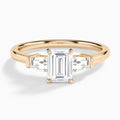 Emerald Thora Three Stone Lab Diamond Engagement Ring In 14K Rose Gold - Lucenjuri