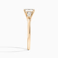 Emerald Thora Three Stone Lab Diamond Engagement Ring In 14K Rose Gold, Side View