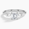 Asscher Thora Three Stone Lab Diamond Engagement Ring In 18K White Gold - Lucenjuri