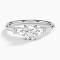 Cushion Thora Three Stone Lab Diamond Engagement Ring In 14K White Gold - Lucenjuri