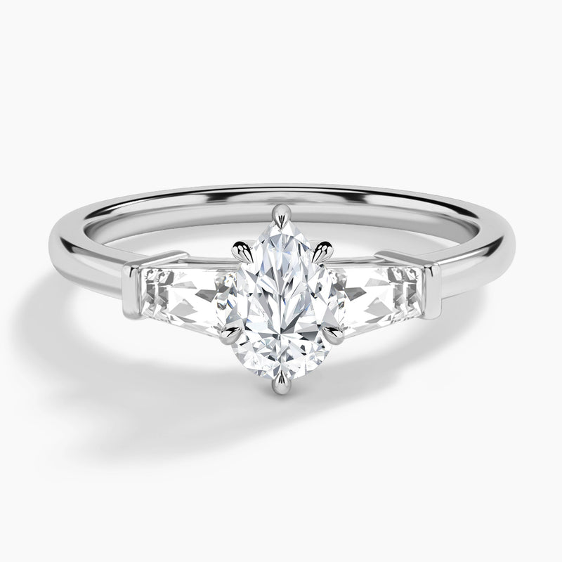 Pear Thora Three Stone Lab Diamond Engagement Ring In 14K White Gold - Lucenjuri