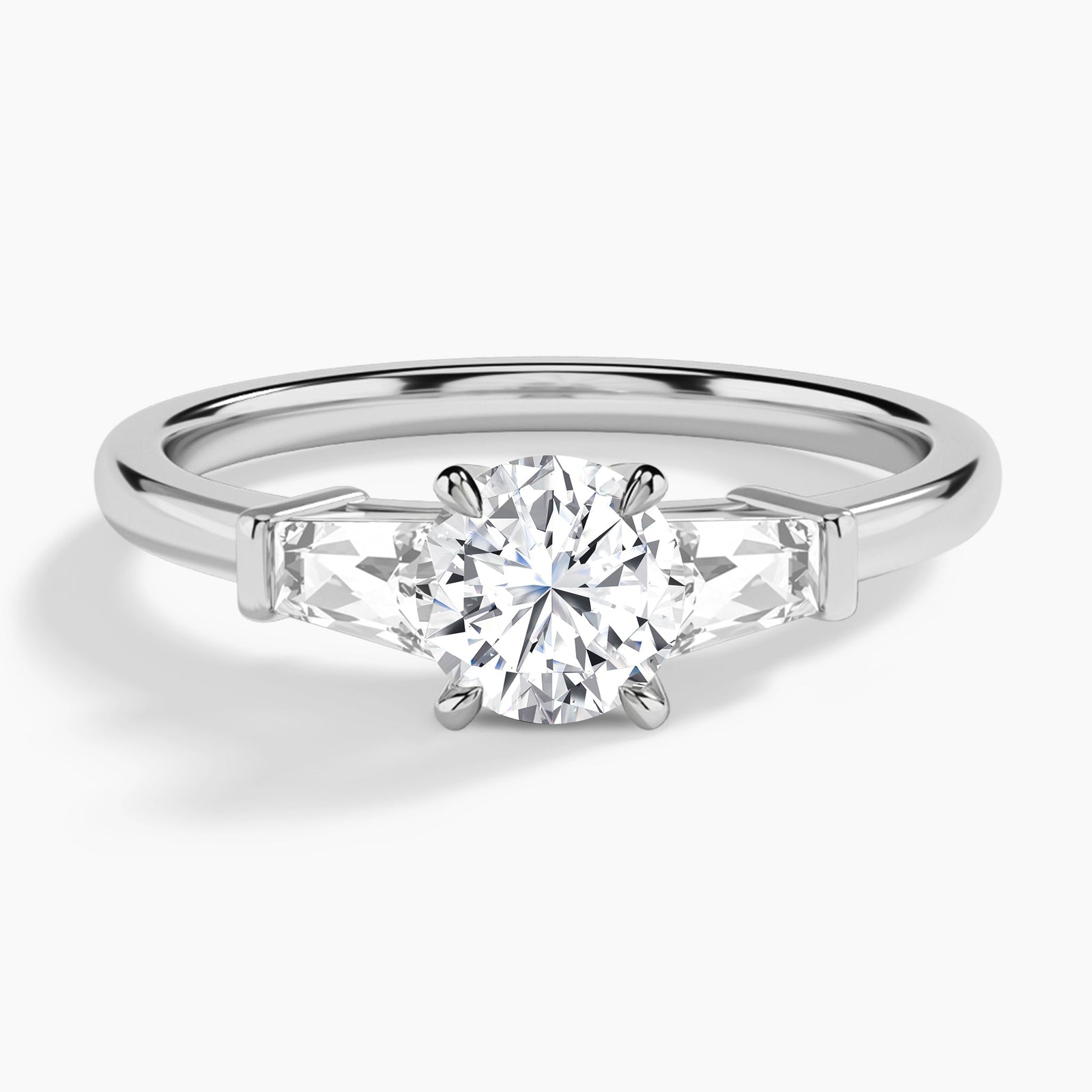 Round Thora Three Stone Lab Diamond Engagement Ring In 18K White Gold - Lucenjuri