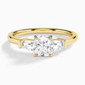 Cushion Thora Three Stone Lab Diamond Engagement Ring In 14K Yellow Gold - Lucenjuri