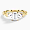 Emerald Thora Three Stone Lab Diamond Engagement Ring In 14K Yellow Gold - Lucenjuri