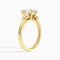 Marquise Thora Three Stone Lab Diamond Engagement Ring In 14K Yellow Gold, Angle View