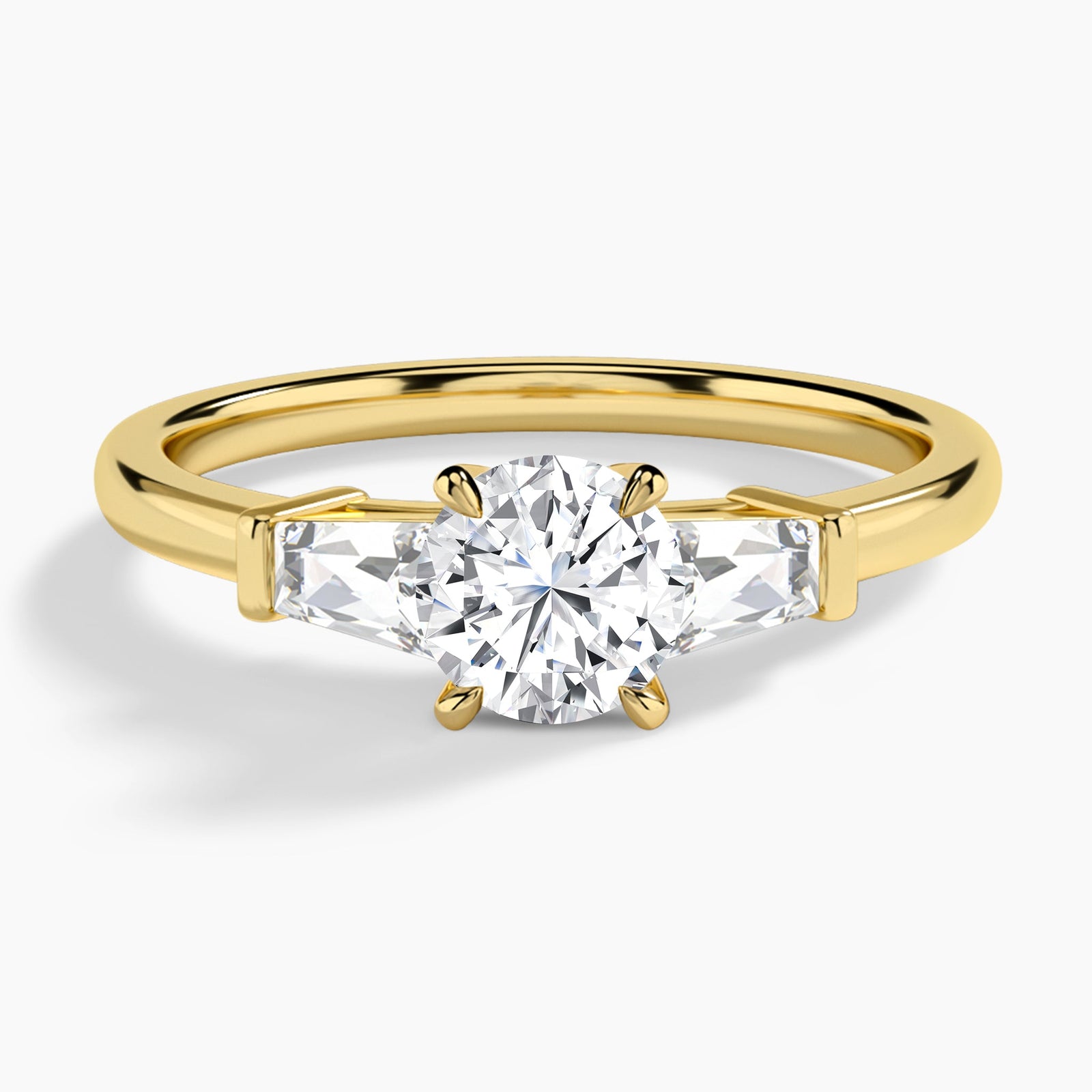 Round Thora Three Stone Lab Diamond Engagement Ring In 14K Yellow Gold - Lucenjuri