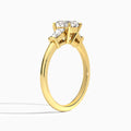 Round Thora Three Stone Lab Diamond Engagement Ring In 14K Yellow Gold, Angle View