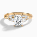 Radiant Carnation Three Stone Lab Diamond Engagement Ring In 14K Rose Gold - Lucenjuri