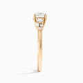 Round Carnation Three Stone Lab Diamond Engagement Ring In 14K Rose Gold, Side View