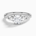 Cushion Carnation Three Stone Lab Diamond Engagement Ring In 14K White Gold - Lucenjuri