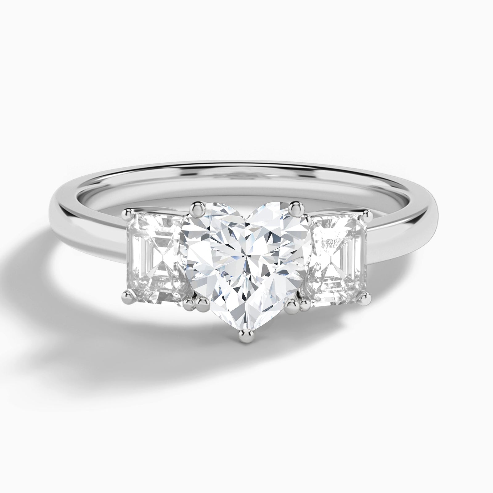 Heart Luxe Hera Three Stone Lab Diamond Engagement Ring In Platinum - Lucenjuri