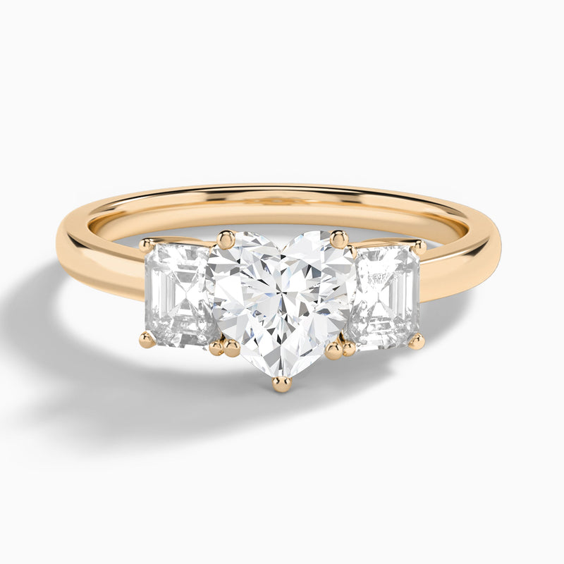 Heart Luxe Hera Three Stone Lab Diamond Engagement Ring In 14K Rose Gold - Lucenjuri