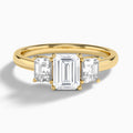 Emerald Luxe Hera Three Stone Lab Diamond Engagement Ring In 14K Yellow Gold - Lucenjuri