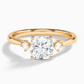 Cushion Floating Three Stone Lab Diamond Engagement Ring In 14K Rose Gold - Lucenjuri