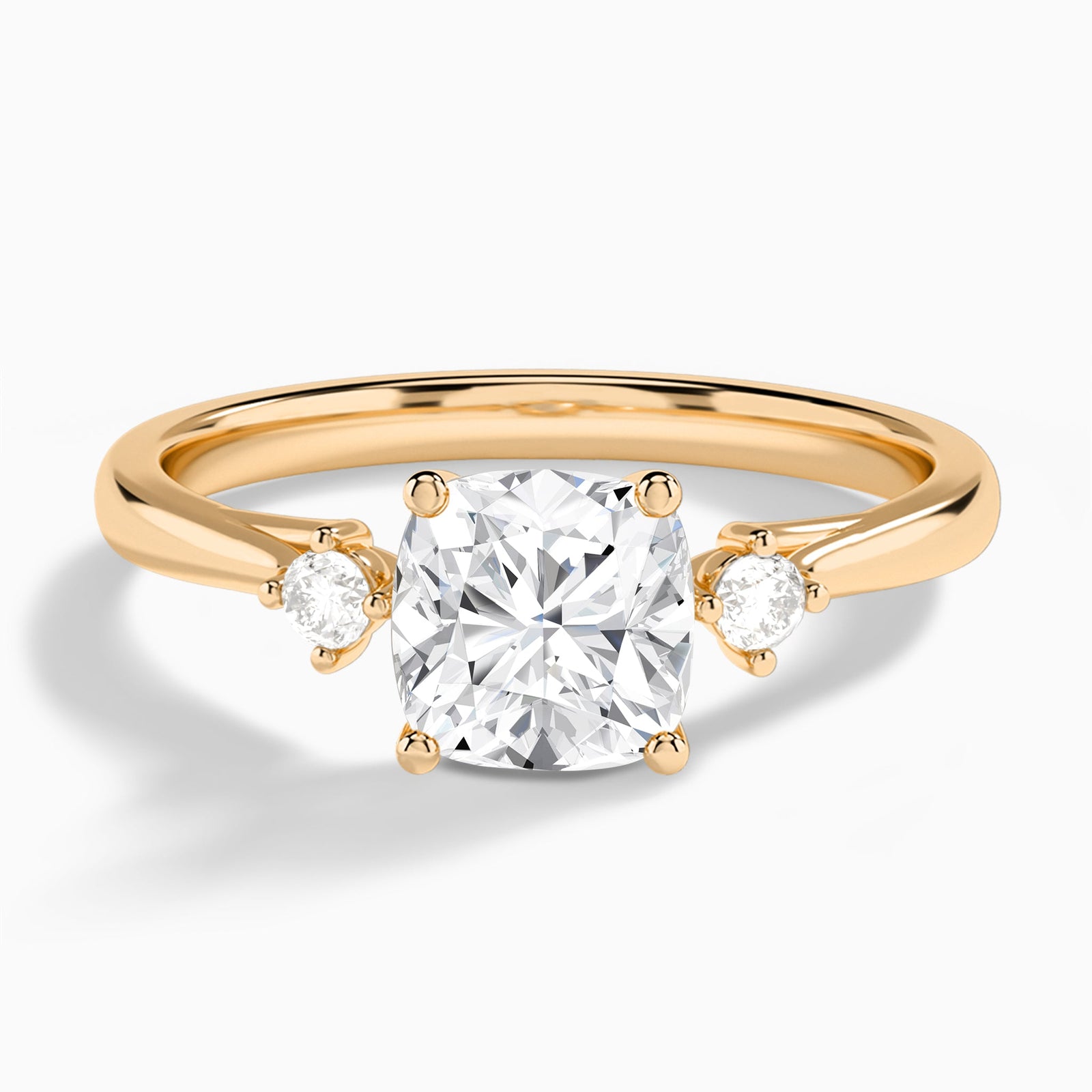 Cushion Floating Three Stone Lab Diamond Engagement Ring In 14K Rose Gold - Lucenjuri