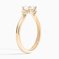 Round Floating Three Stone Lab Diamond Engagement Ring In 14K Rose Gold, Angle View