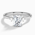 Radiant Floating Three Stone Lab Diamond Engagement Ring In 14K White Gold - Lucenjuri