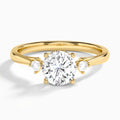 Round Floating Three Stone Lab Diamond Engagement Ring In 14K Yellow Gold - Lucenjuri