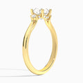 Round Floating Three Stone Lab Diamond Engagement Ring In 14K Yellow Gold, Angle View
